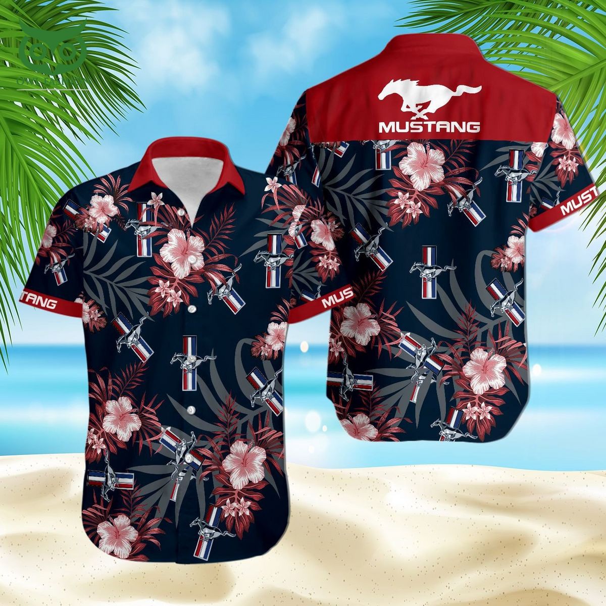 Sport Car Mustang Ford Beach Vibe 3D Hawaiian - Adult & Kids T-Shirts, Sweatshirts & Hoodies apparel design preview 1