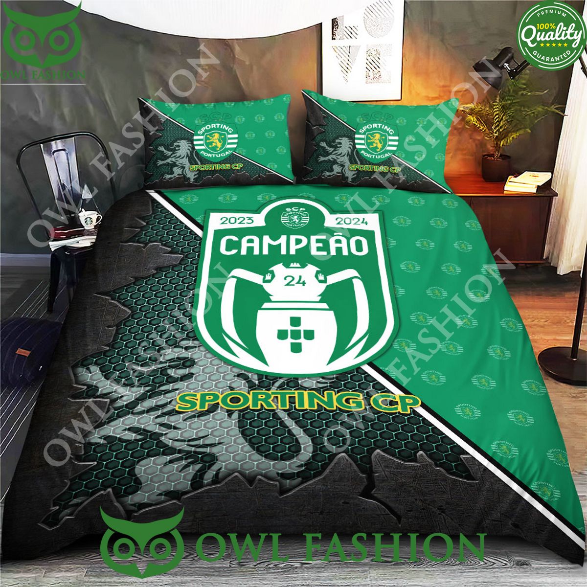 Sporting CP Campeao 2023 2024 Limited Bedding Set - Adult & Kids T-Shirts, Sweatshirts & Hoodies apparel design preview 1