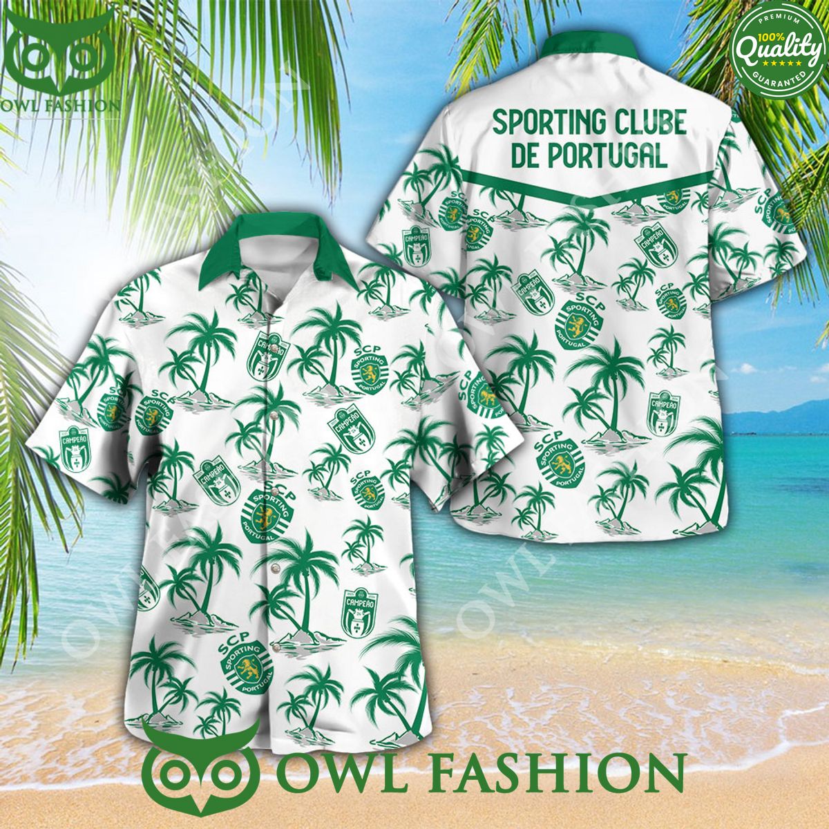 Sporting CP Clube De Portugal Coconut tree Hawaiian - Adult & Kids T-Shirts, Sweatshirts & Hoodies apparel design preview 1