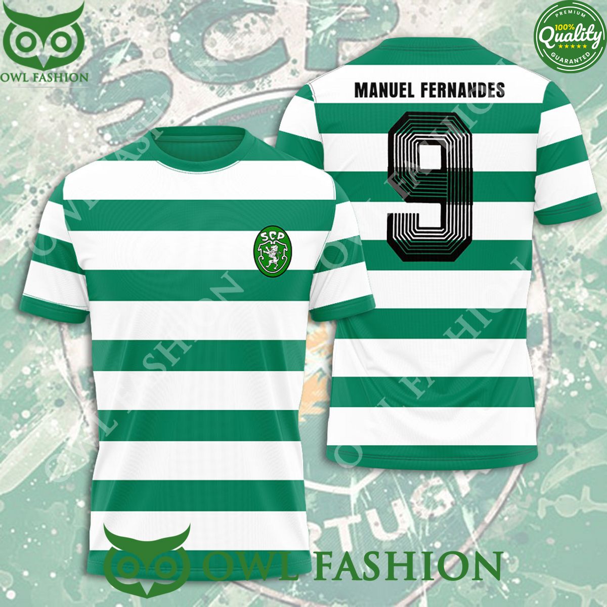 Sporting CP x Manuel Fernandes Football 3D - Adult & Kids T-Shirts, Sweatshirts & Hoodies apparel design preview 1