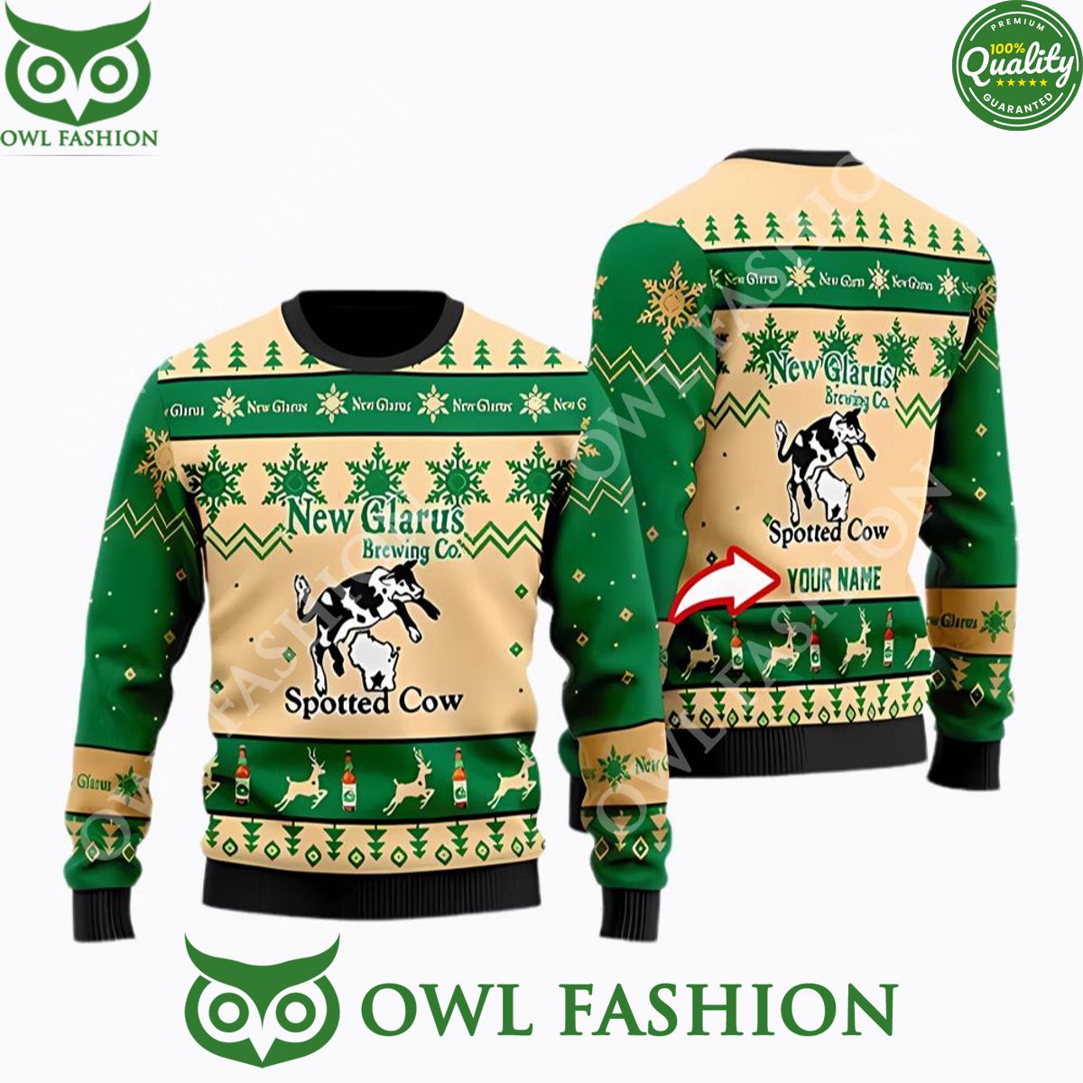 Spotted Cow Beer Personalized Christmas Sweater - Adult & Kids T-Shirts, Sweatshirts & Hoodies apparel design preview 1
