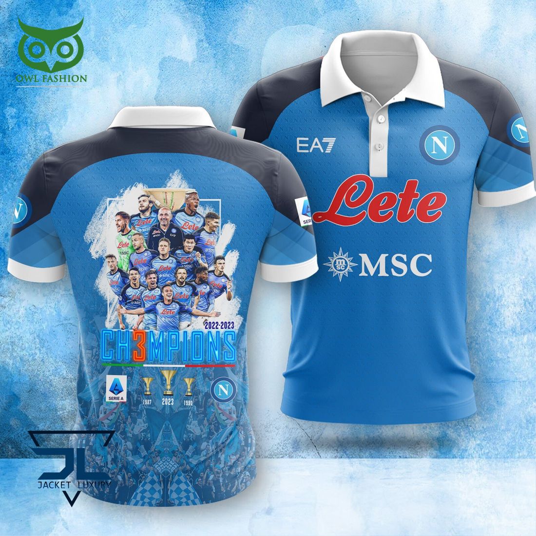 SSC Napoli Campioni d'Italia Serie A 3D - Adult & Kids T-Shirts, Sweatshirts & Hoodies apparel design preview 1