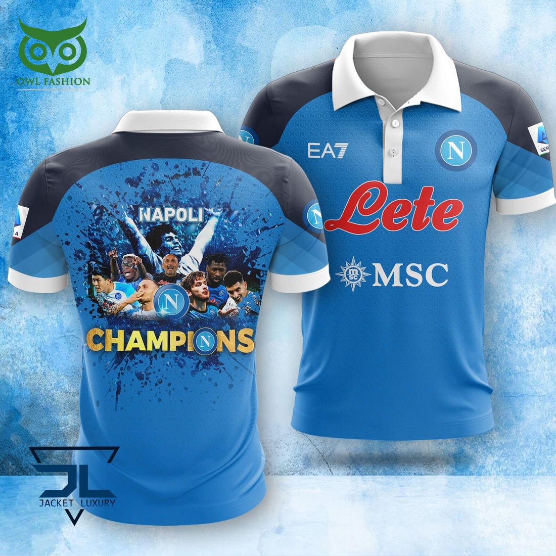 SSC Napoli Campioni d'Italia Serie A Blue 3D - Adult & Kids T-Shirts, Sweatshirts & Hoodies apparel design preview 1