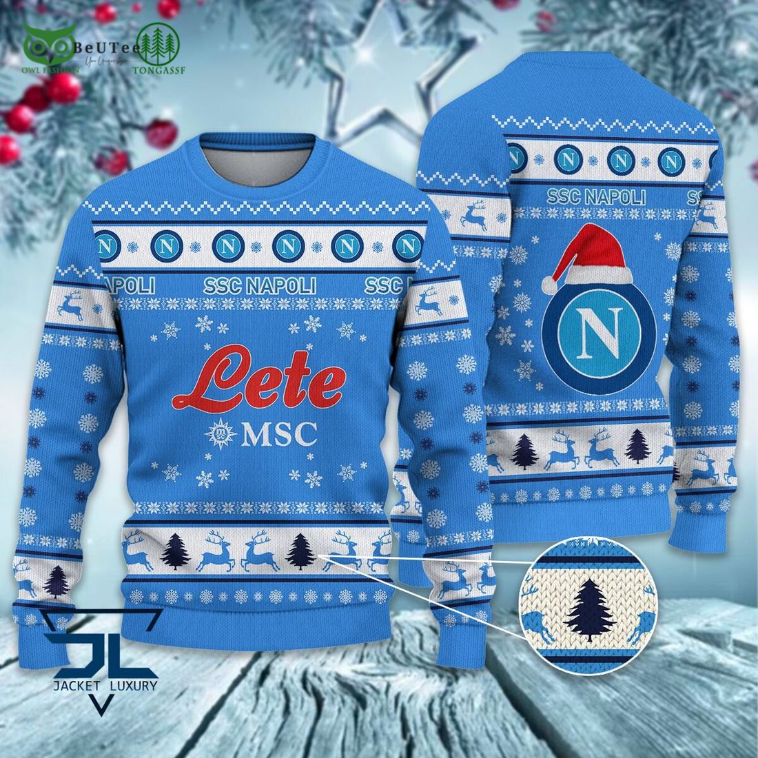 SSC Napoli Football Lega Serie A Ugly Sweater - Adult & Kids T-Shirts, Sweatshirts & Hoodies apparel design preview 1