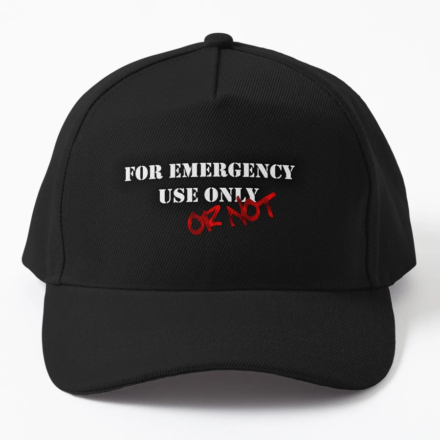 Emergency Use Denim Baseball Cap - Vintage Aesthetic - Snapback, Trucker Hat, Dad Hat, Denim Baseball Cap