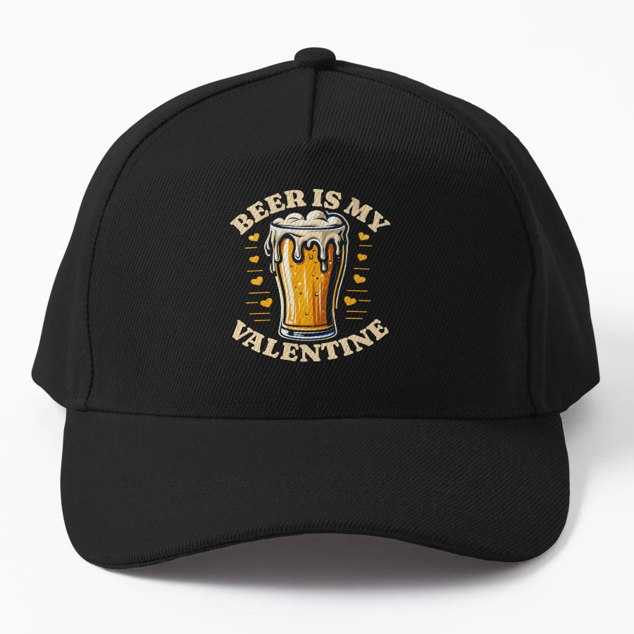Beer Is My Valentine Anti Valentines Day Denim Baseball Cap - Snapback, Trucker Hat, Dad Hat, Denim Baseball Cap