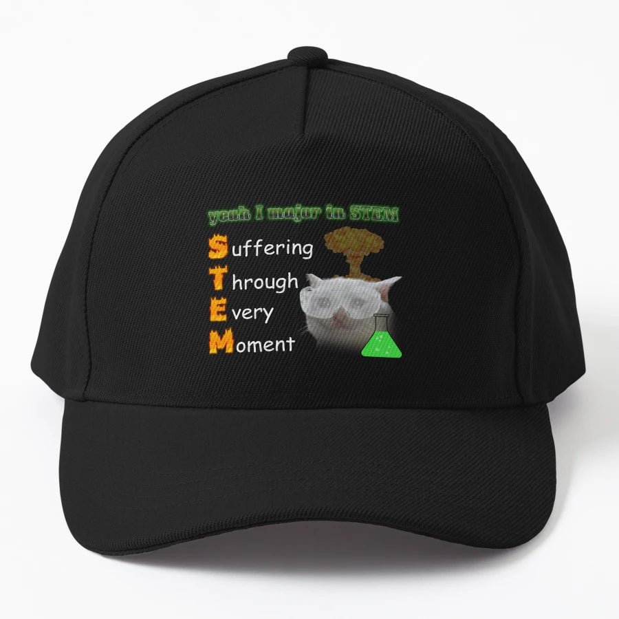 Stem Student Meme Denim Baseball Cap - High-Quality - Snapback, Trucker Hat, Dad Hat, Denim Baseball Cap