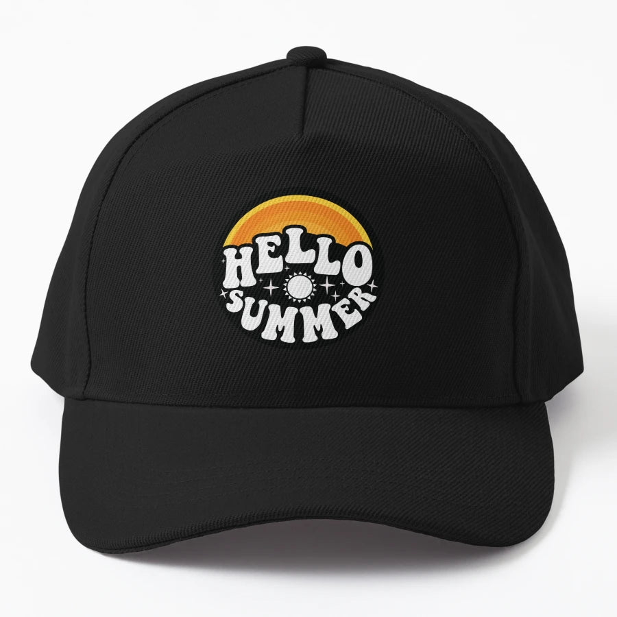 Hello Summer School Vacation Teachers Denim Baseball Cap - Snapback, Trucker Hat, Dad Hat, Denim Baseball Cap