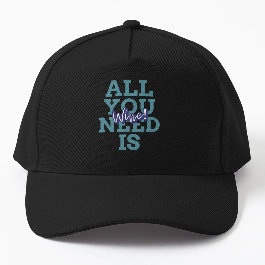 Funny Wine Lovers Graphic Custom And Denim Baseball Cap - Snapback, Trucker Hat, Dad Hat, Denim Baseball Cap