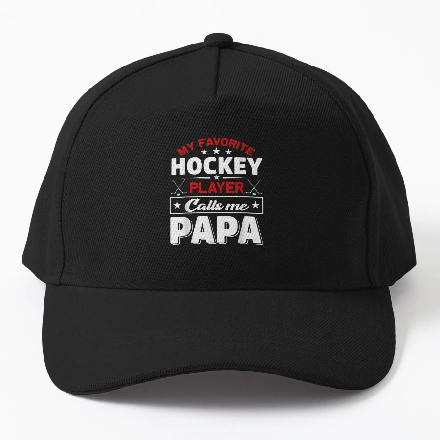 My Favorite Hockey Player Calls Me Papa New Era Snapback - Snapback, Trucker Hat, Dad Hat, Denim Baseball Cap