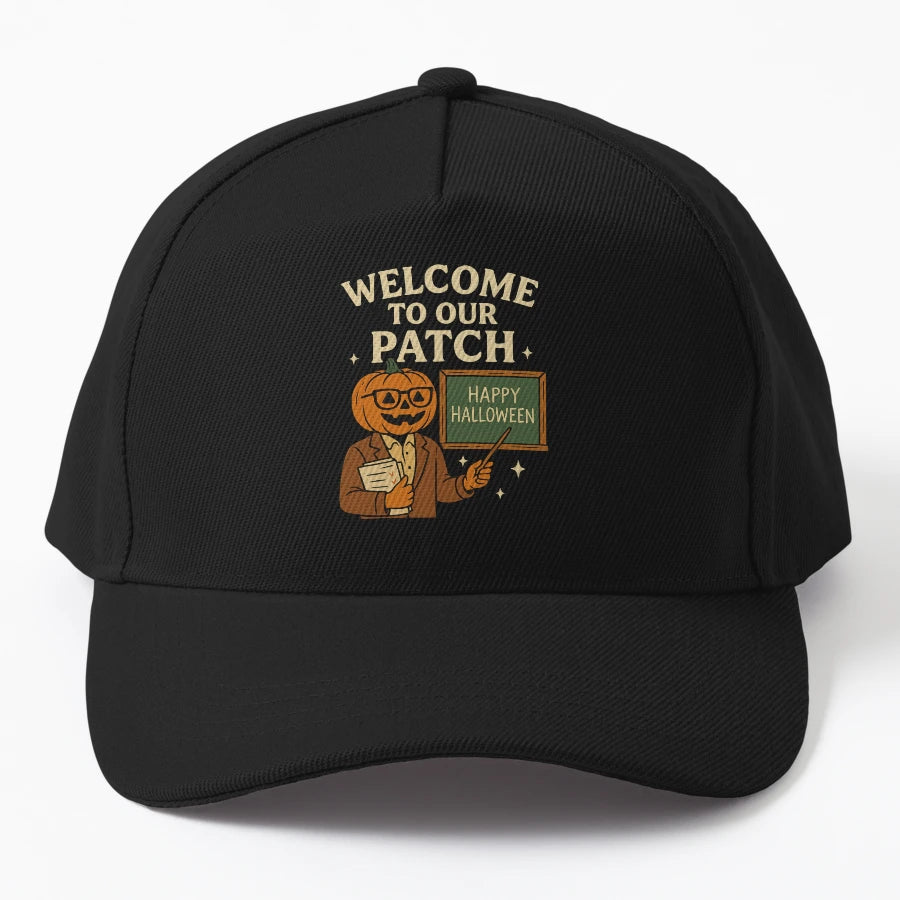 Welcome To Our Patch Pumpkin Teacher Denim Baseball Cap - Snapback, Trucker Hat, Dad Hat, Denim Baseball Cap