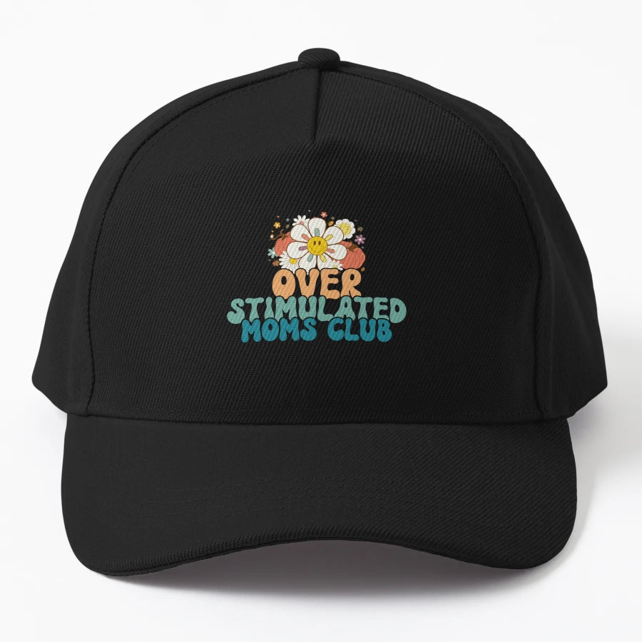 Overstimulated Moms Club Denim Baseball Cap - Adjustable Fit - Snapback, Trucker Hat, Dad Hat, Denim Baseball Cap