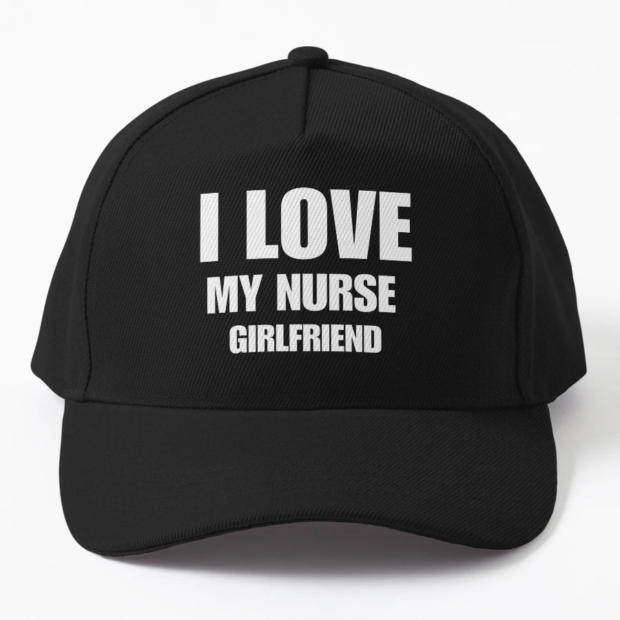Funny I Love My Nurse Girlfriend Cute Denim Baseball Cap - Snapback, Trucker Hat, Dad Hat, Denim Baseball Cap