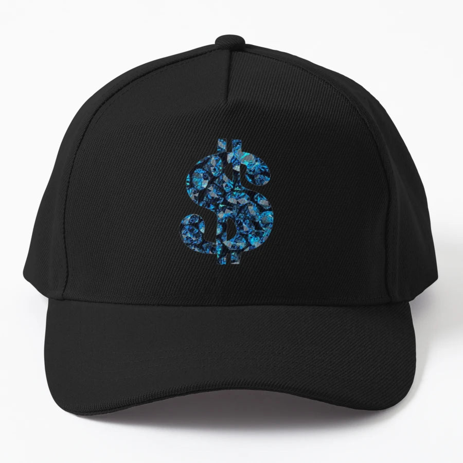 Dollar And Blue Diamonds Trucker Hat - Structured Unique Art - Snapback, Trucker Hat, Dad Hat, Denim Baseball Cap