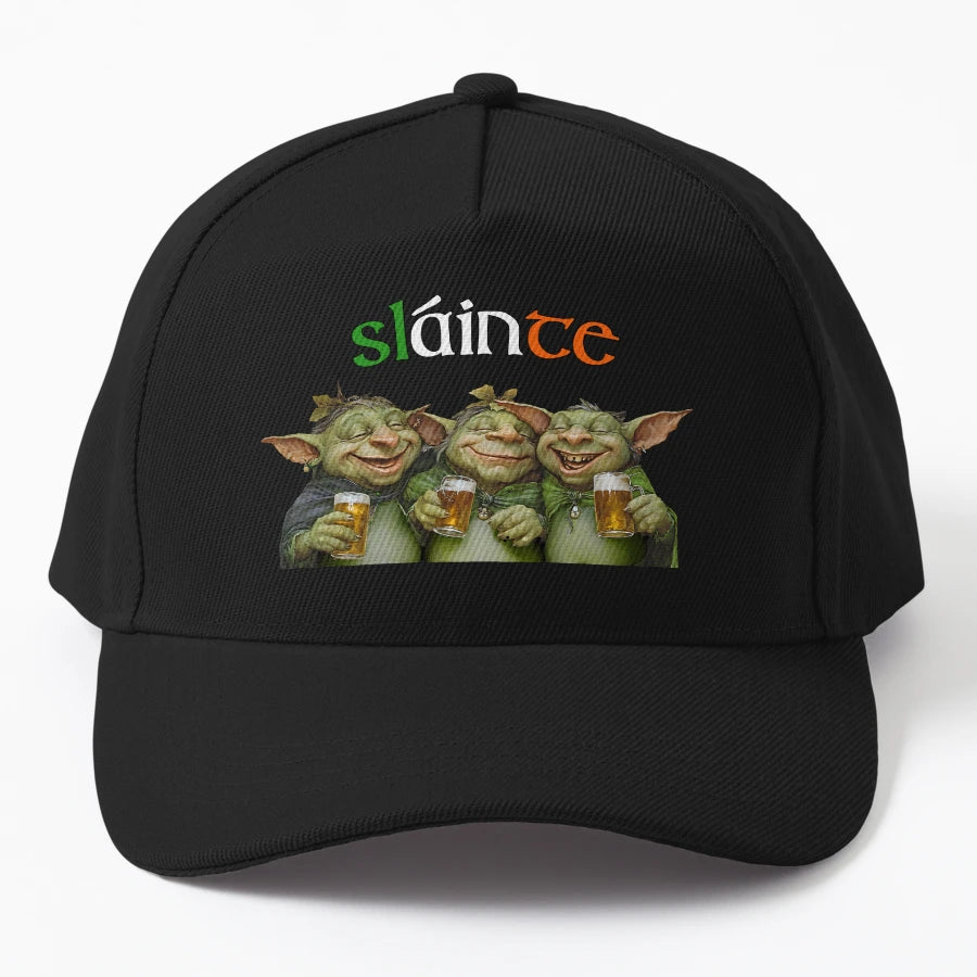 Slainte Three Leprechauns Having Craic Denim Baseball Cap - Snapback, Trucker Hat, Dad Hat, Denim Baseball Cap