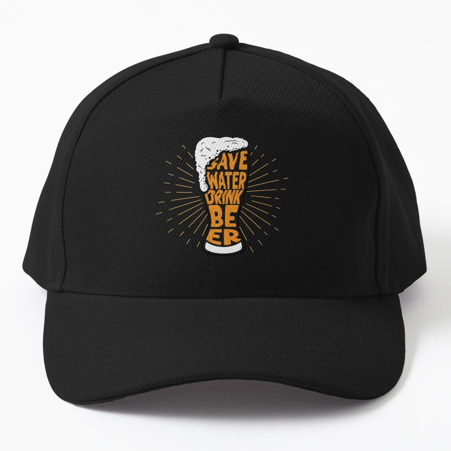 Save Water Drink Beer Denim Baseball Cap - Premium Stitching - Snapback, Trucker Hat, Dad Hat, Denim Baseball Cap