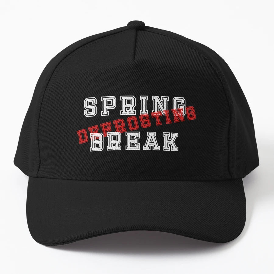 Spring Break Defrosting White And Red Trucker Hat - High-Qua - Snapback, Trucker Hat, Dad Hat, Denim Baseball Cap
