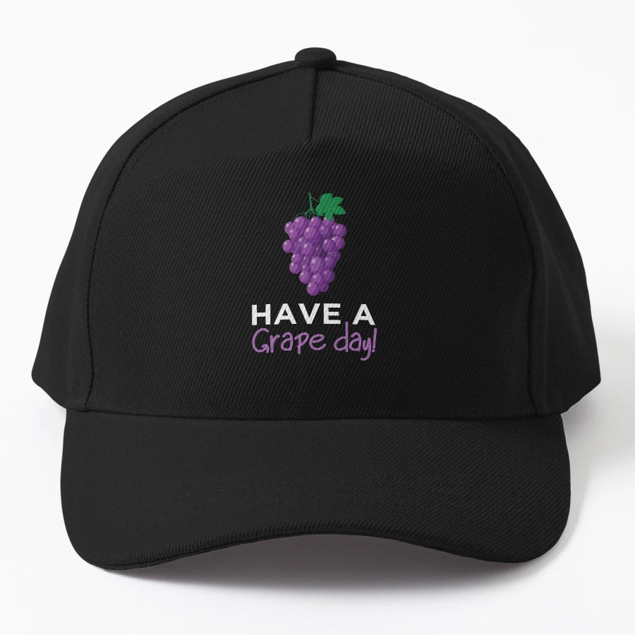 Have Grape Day Pattern Denim Baseball Cap - Everyday - Snapback, Trucker Hat, Dad Hat, Denim Baseball Cap
