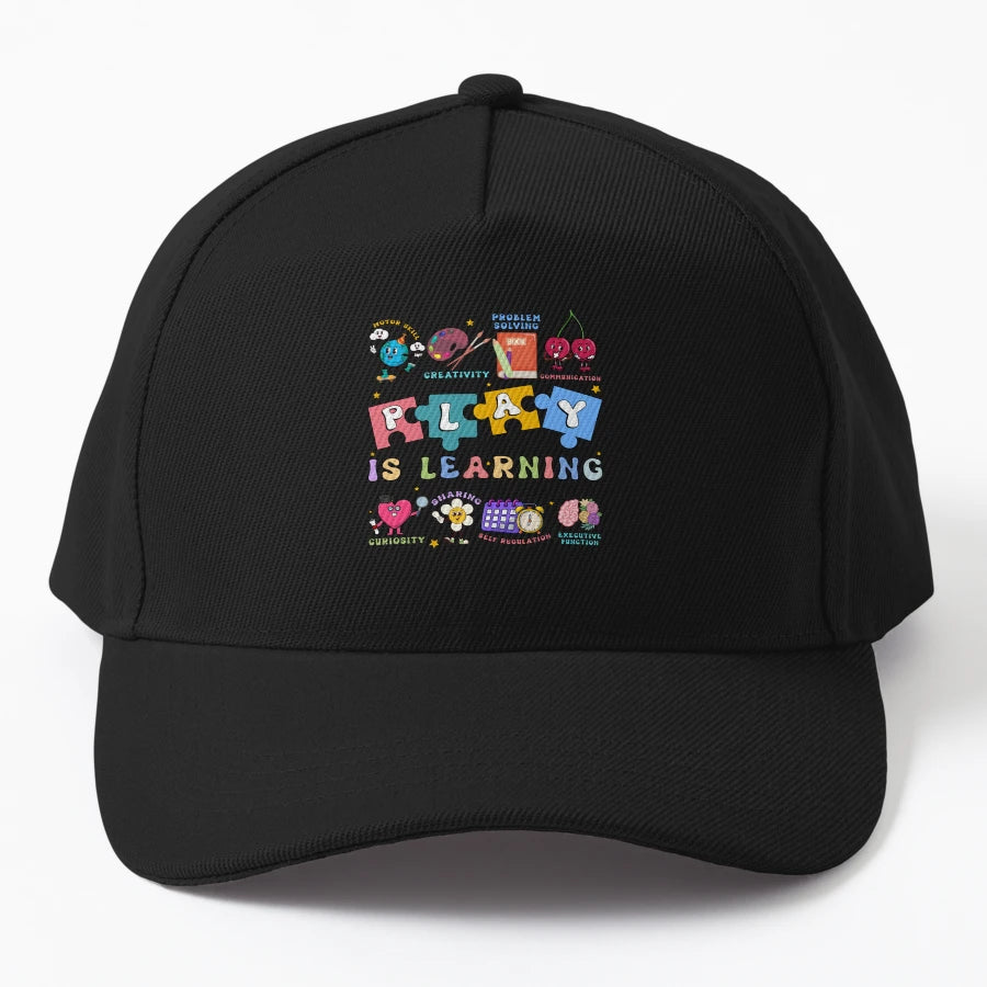 School Counselor Play Is Learning Back Denim Baseball Cap - Snapback, Trucker Hat, Dad Hat, Denim Baseball Cap