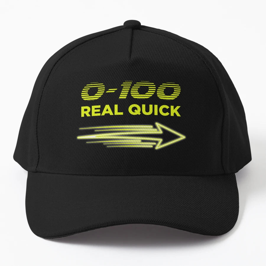 0 100 Real Quick Fast Car Street Racing Quarter Trucker Hat - Snapback, Trucker Hat, Dad Hat, Denim Baseball Cap