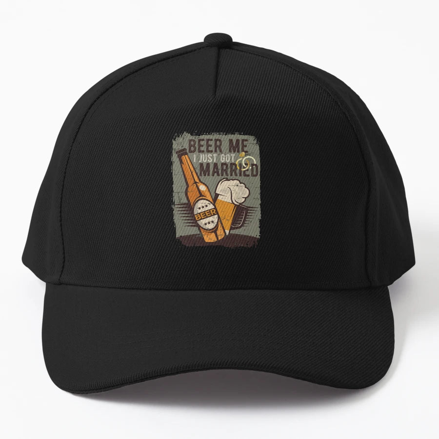 Beer Me I Just Got Married Denim Baseball Cap - 6-Panel Cap - Snapback, Trucker Hat, Dad Hat, Denim Baseball Cap