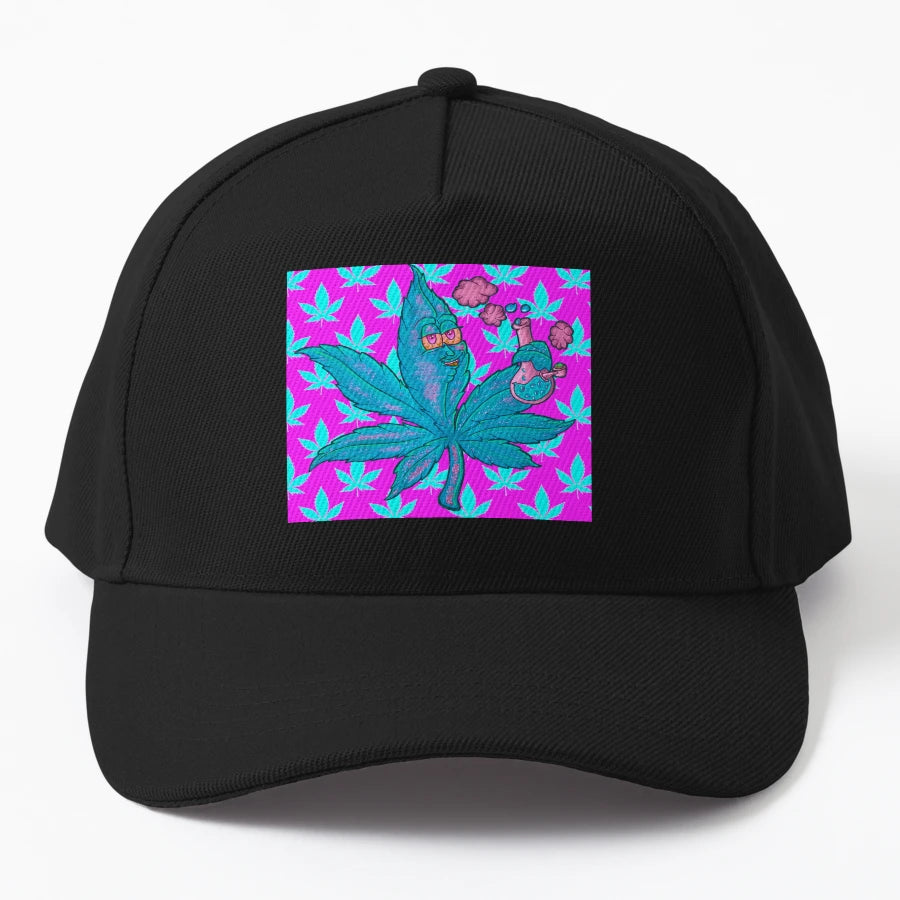 Blue Cannabis Leaf Weed Pattern Denim Baseball Cap - High-Qu - Snapback, Trucker Hat, Dad Hat, Denim Baseball Cap