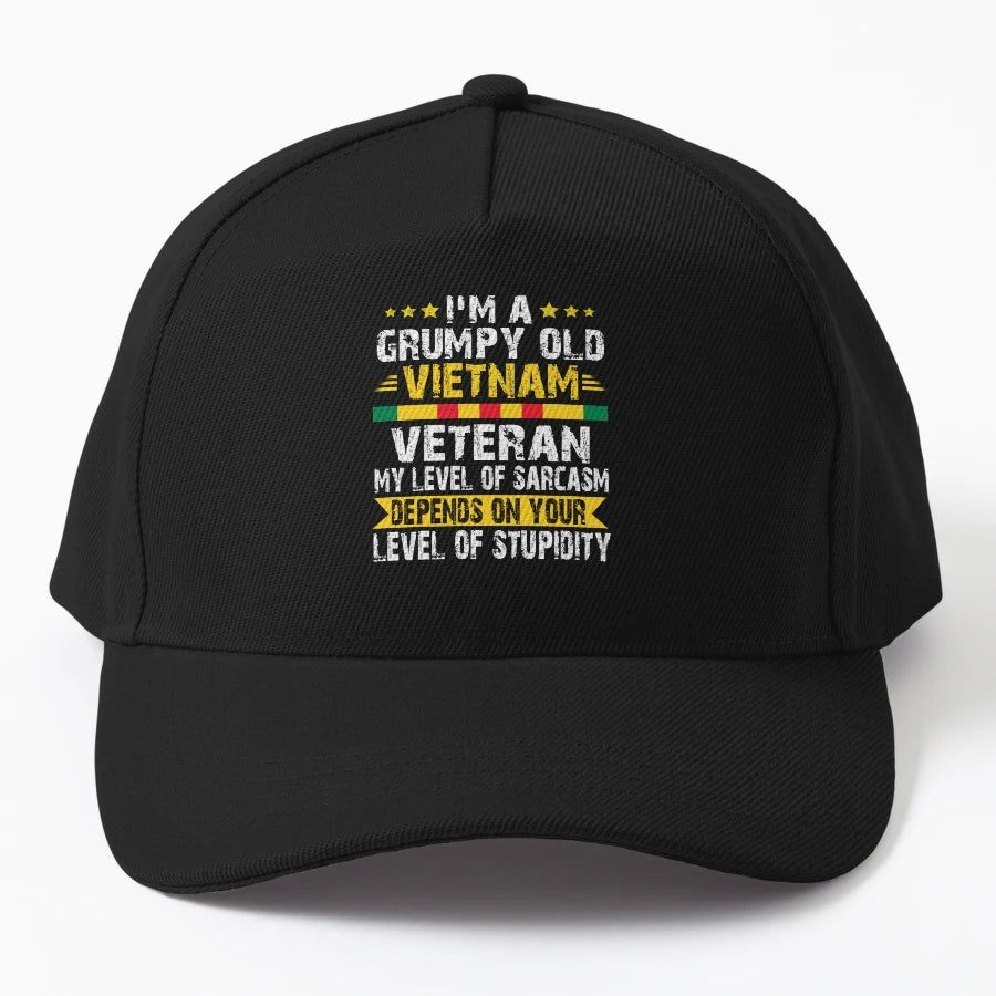 Grumpy Old Vietnam Veteran Shirt Pride Denim Baseball Cap - Snapback, Trucker Hat, Dad Hat, Denim Baseball Cap
