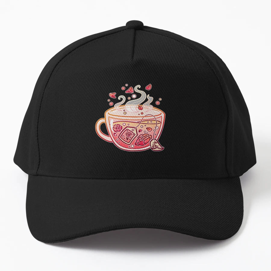 Sweet Rose Tea Trucker Hat - Breathable Mesh - Snapback, Trucker Hat, Dad Hat, Denim Baseball Cap