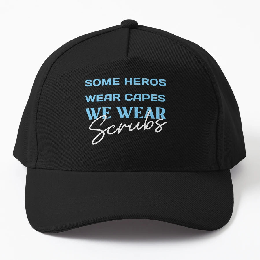 Some Heros Wear Capes We Wear Scrubs Trucker Hat - Distresse - Snapback, Trucker Hat, Dad Hat, Denim Baseball Cap