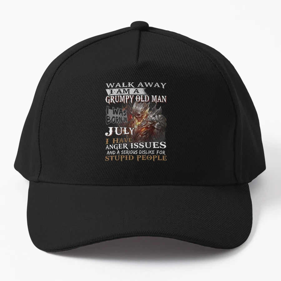 Walk Away Im Grumpy Old I Was Born July New Era Snapback - Snapback, Trucker Hat, Dad Hat, Denim Baseball Cap