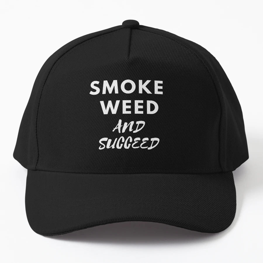 Smoke Weed And Succeed Smart Successful Denim Baseball Cap - Snapback, Trucker Hat, Dad Hat, Denim Baseball Cap