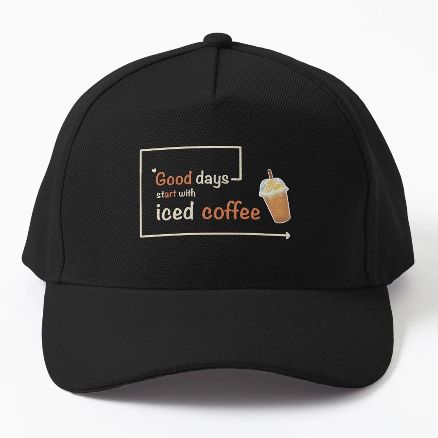Good Days Start Iced Coffee Denim Baseball Cap - Classic Cap - Snapback, Trucker Hat, Dad Hat, Denim Baseball Cap