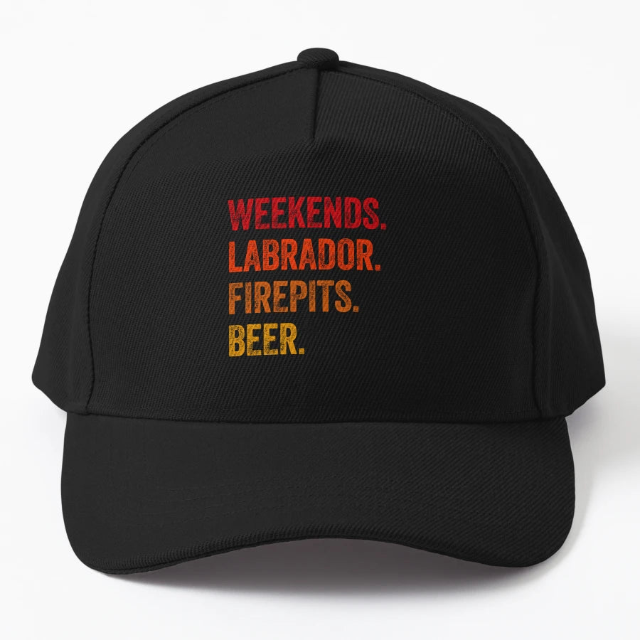 Weekends Labrador Firepits Beer Dogs Funny New Era Snapback - Snapback, Trucker Hat, Dad Hat, Denim Baseball Cap