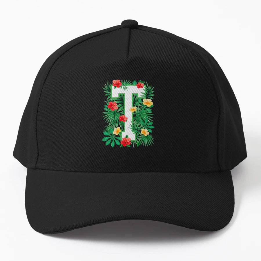 Capital Letter T Alphabet Monogram Denim Baseball Cap - Snapback, Trucker Hat, Dad Hat, Denim Baseball Cap