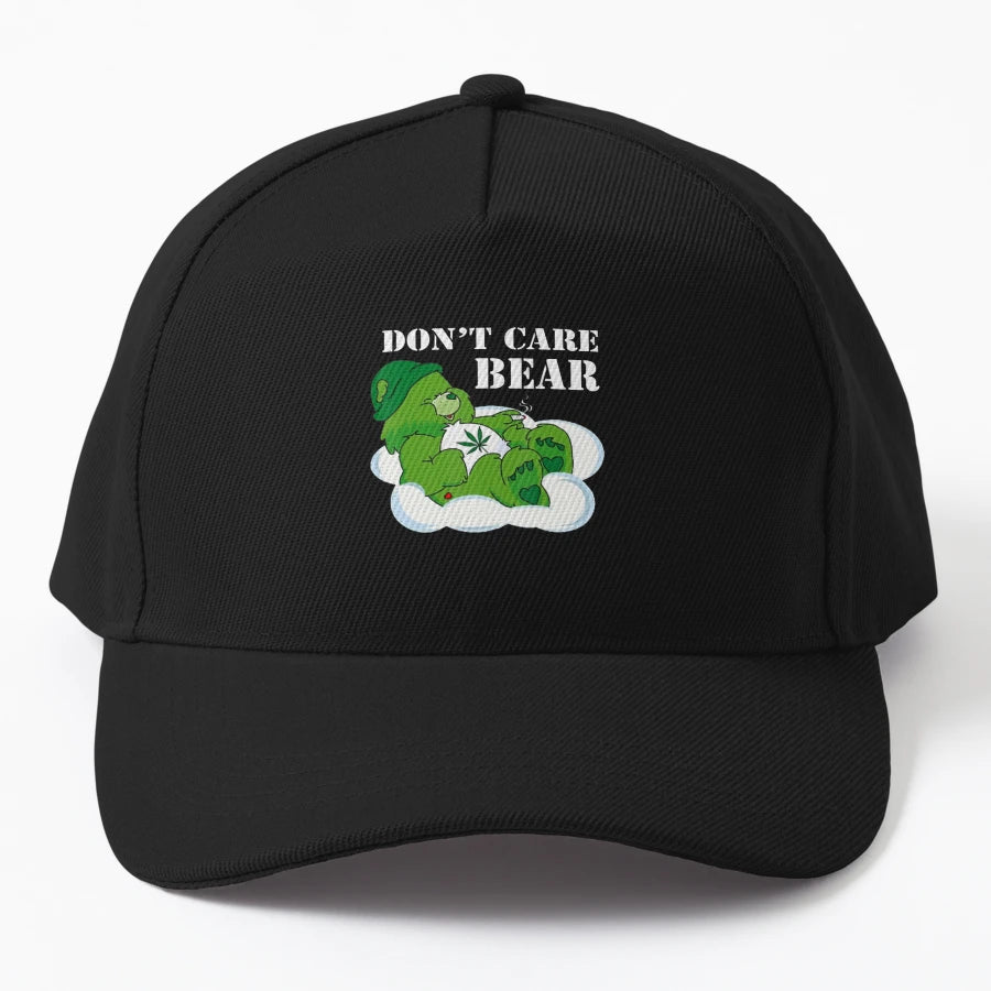Weed Bear Herb Bear Dont Care Cute Bear Denim Baseball Cap - Snapback, Trucker Hat, Dad Hat, Denim Baseball Cap