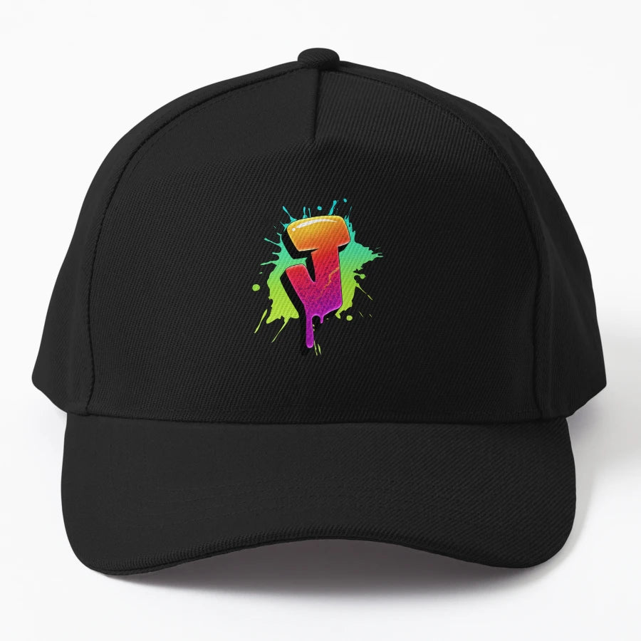 Graffiti Letters J Letter Colorful Paint Denim Baseball Cap - Snapback, Trucker Hat, Dad Hat, Denim Baseball Cap