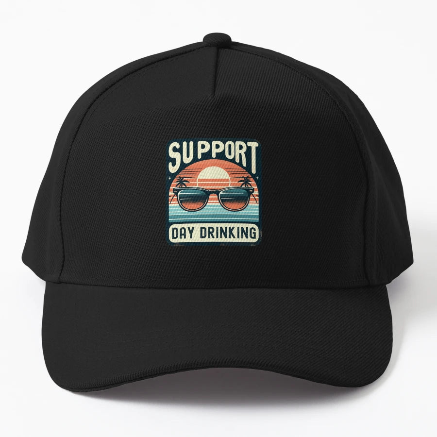 Support Day Drinking Funny Summer Beach Vacation Trucker Hat - Snapback, Trucker Hat, Dad Hat, Denim Baseball Cap