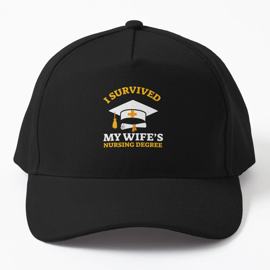 I Survived My Wifes Nursing Degree Nurse New Era Snapback - Snapback, Trucker Hat, Dad Hat, Denim Baseball Cap