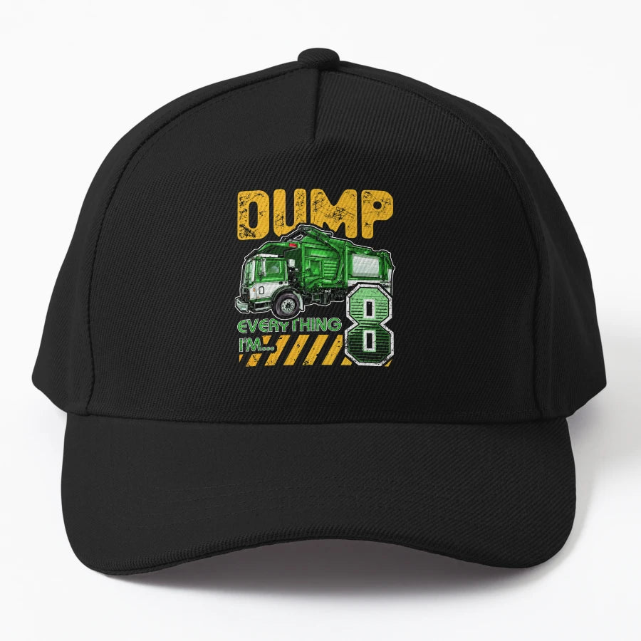 Garbage Truck Birthday 8 Funny Trash Truck New Era Snapback - Snapback, Trucker Hat, Dad Hat, Denim Baseball Cap