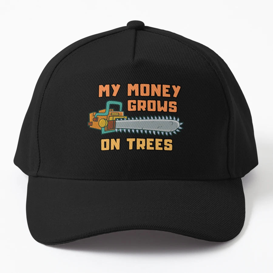 My Money Grows Trees Wood Saw And New Era Snapback - Snapback, Trucker Hat, Dad Hat, Denim Baseball Cap
