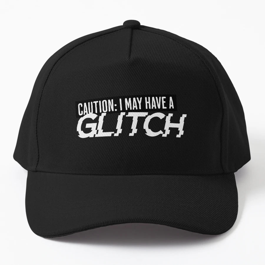 Caution I May Have Glitch OTTO Dad Hat - Distressed Custom - Snapback, Trucker Hat, Dad Hat, Denim Baseball Cap