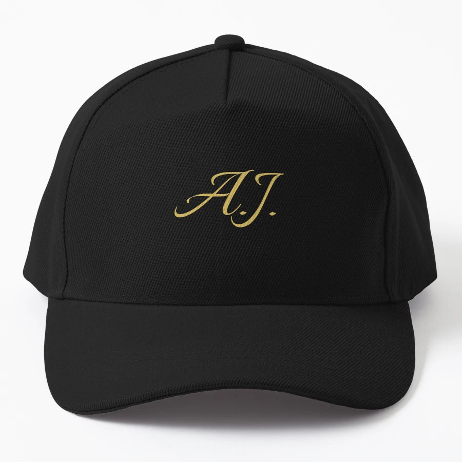 Aj Initials Gold Lettering Personalised New Era Snapback - Snapback, Trucker Hat, Dad Hat, Denim Baseball Cap