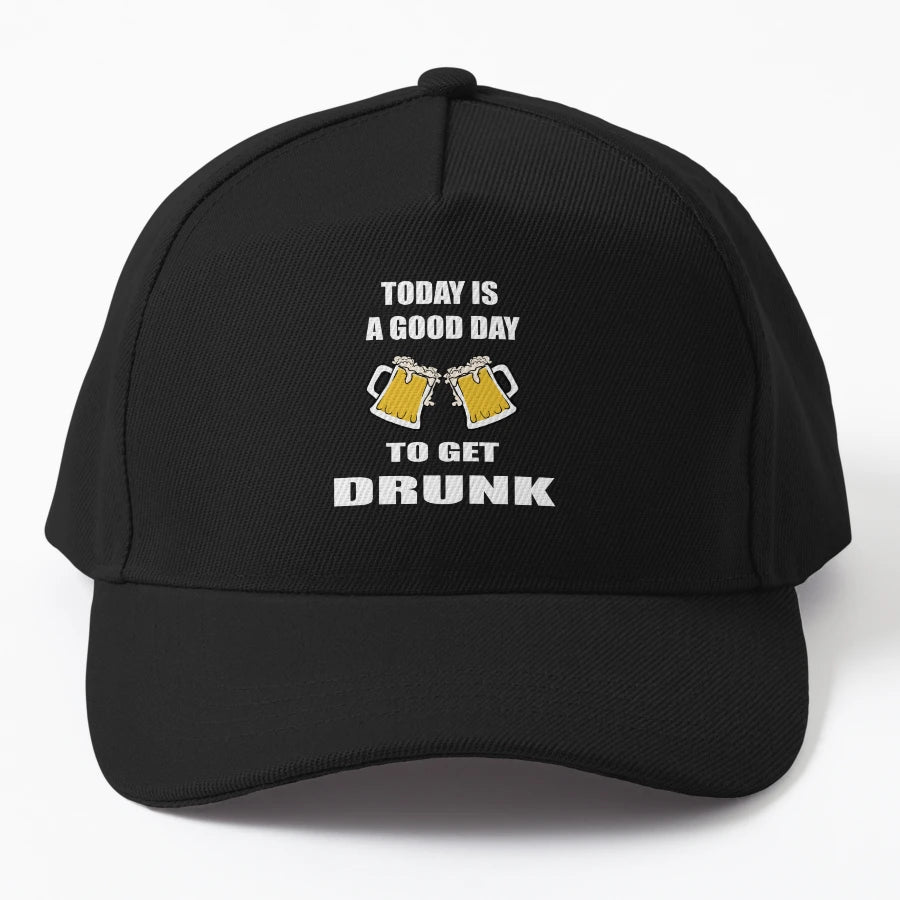 Today Is Good Day To Get Drunk Denim Baseball Cap - Washed - Snapback, Trucker Hat, Dad Hat, Denim Baseball Cap
