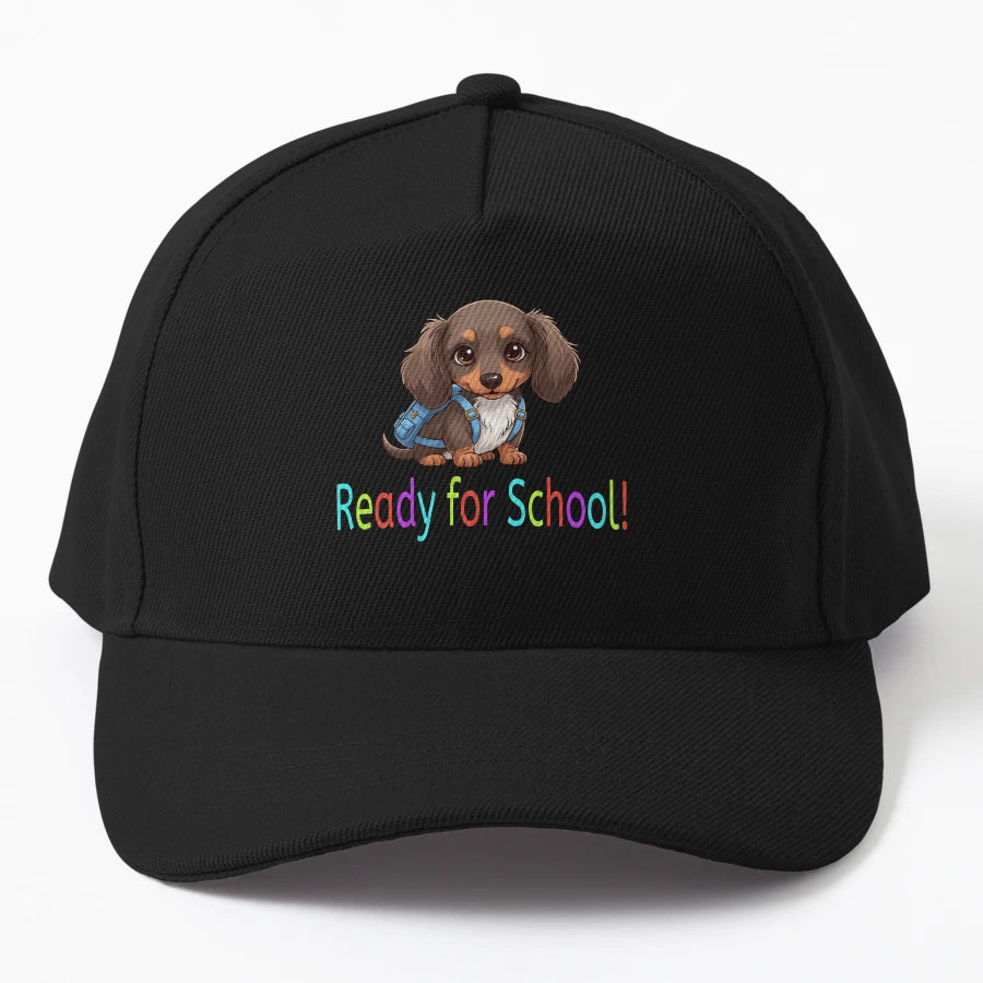 Ready School Cute Dachshund Puppy Back To School Trucker Hat - Snapback, Trucker Hat, Dad Hat, Denim Baseball Cap