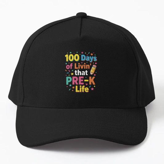 100 Days Livin That Pre K Life School New Era Snapback - Snapback, Trucker Hat, Dad Hat, Denim Baseball Cap