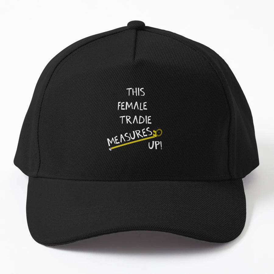 This Female Tradie Measures Up OTTO Dad Hat - High-Quality - Snapback, Trucker Hat, Dad Hat, Denim Baseball Cap