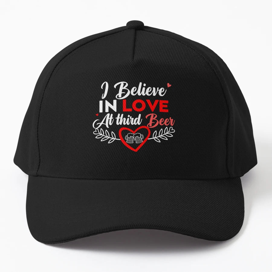I Believe Love Third Beer Beer Lovers Denim Baseball Cap - Snapback, Trucker Hat, Dad Hat, Denim Baseball Cap
