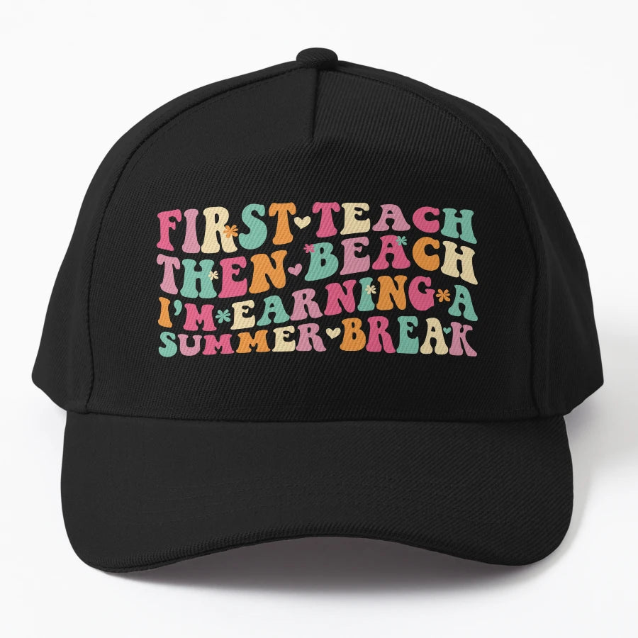 Teachers Vacation First Teach Then Beach Im Trucker Hat - Snapback, Trucker Hat, Dad Hat, Denim Baseball Cap