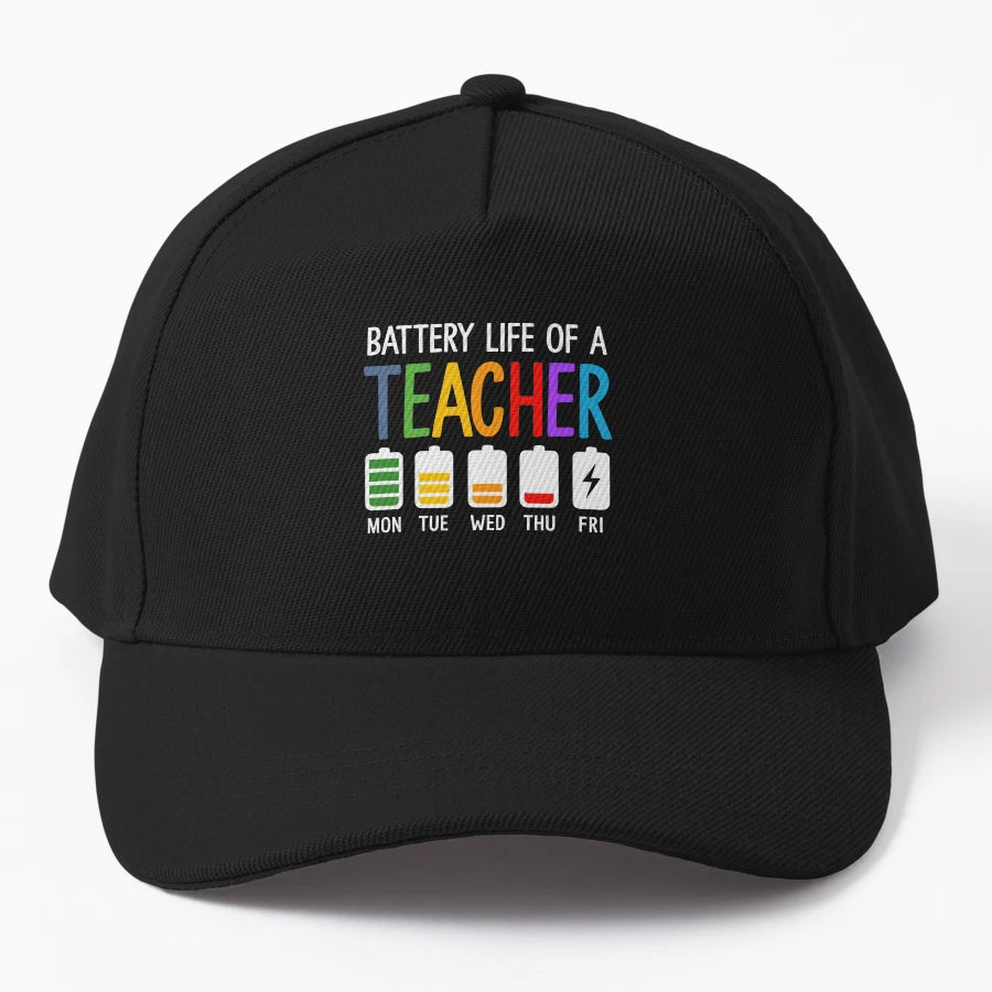 Battery Life Teacher Denim Baseball Cap - Exclusive - Snapback, Trucker Hat, Dad Hat, Denim Baseball Cap