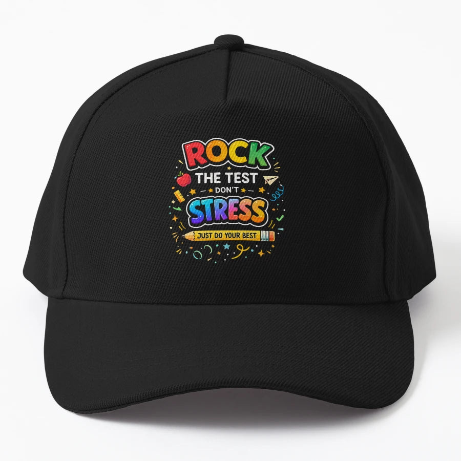 Rock Test Dont Stress Just Do Your Best T Shirt Trucker Hat - Snapback, Trucker Hat, Dad Hat, Denim Baseball Cap